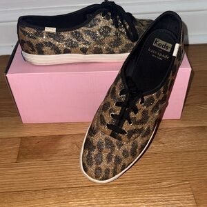 kate spade Keds Leopard Glitter Low-Top Sneakers - Black/Gold